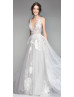 Bohemian Inspired V Neck Gray Lace Tulle Sexy Wedding Dress